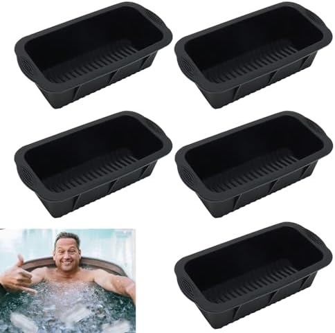 5Pcs Extra Large Ice Block Mold, Silicone Ice Block Molds for Ice Bath Tub, Black Big Ice Cube Molds for Ice Bath, Ice Maker for Cold Plunge or Coolers, Ice Tray Accessories for Ice Bath Chiller