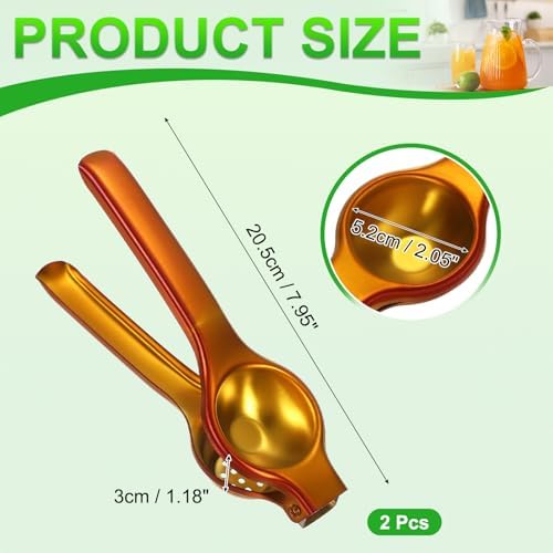 uxcell 2Pcs Metal Lemon Squeezer, Stainless Steel Citrus Fruit Juicer Handheld Lemon Juicer Squeezer Manual Press Professional Hand Kitchen Tool for Lemon Citrus Juicing, Brown