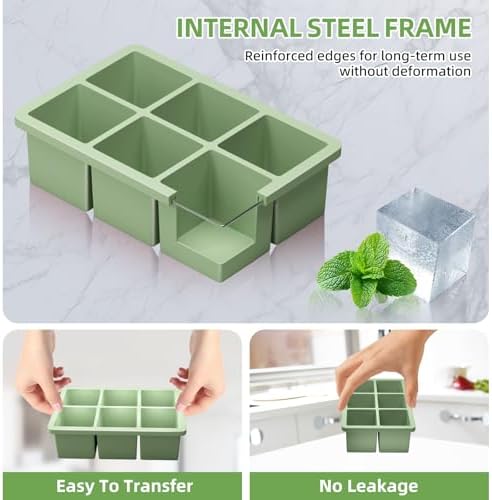 Large Silicone Ice Cube Molds 2 Inch,Easy Release Ice Cube Trays with Lid