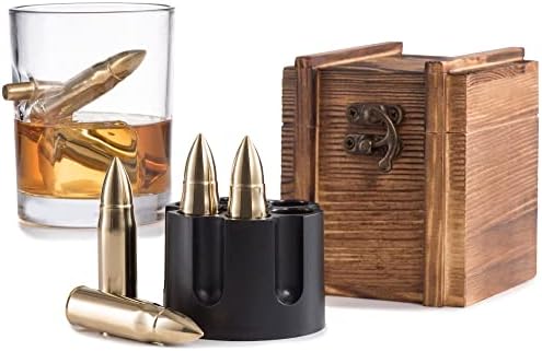 Whiskey Stones Gift Set - Set of 6 Chilling Stones - Rocks Ice Cubes - Beautiful Gift Box for Men, Gifts for Men Dad, Christmas Stocking Stuffers, Whiskey Stones (Brown)