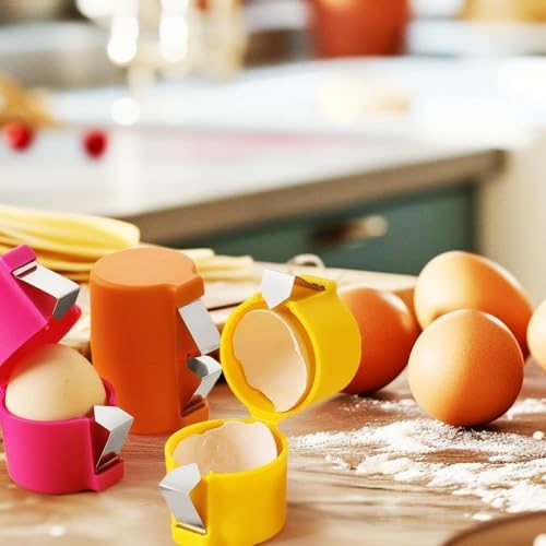 Egg Shell Opener, 2025 New Egg Cracker Tool for Raw Eggs, Egg Separator Egg Shell Opener Breaker Cutter for Raw Eggs Cracking Tool, Handheld Eggs Breaker Cutter Tool for Raw Eggs (Orange 1PC)