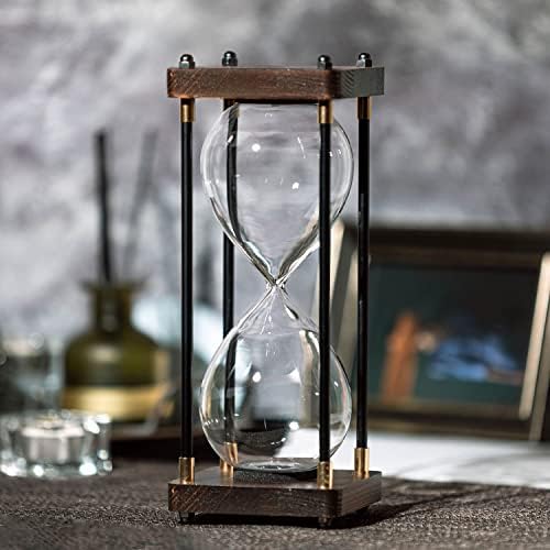 SAMLONG Large Fillable Hourglass Timer, Decorative Wooden Empty Sand Timer