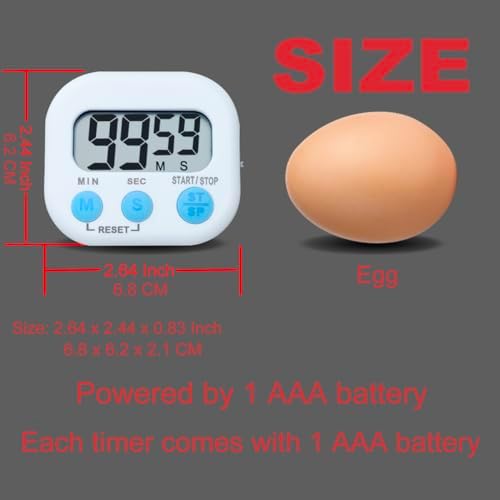 Digital Kitchen Timers, BESTWYA Electronic Timer (6, White)