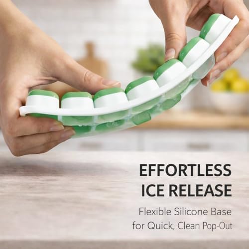 Ice Cube Trays – Silicone 18- Ice Cube Tray with Lid Super Easy Release Ice Cube Molds - Stackable Silicone Ice Tray Durable and Dishwasher Safe - for Food, Cocktail, Whiskey, Chocolate - 4 Pack (1)