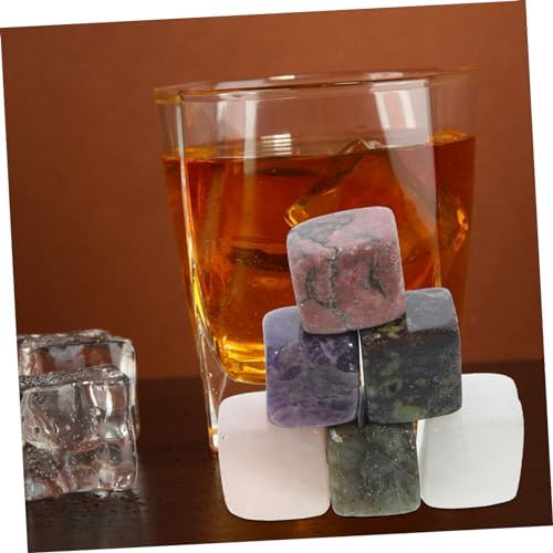 INOOMP 6 pcs Quartz Whiskey Stones Reusable Cube Chilling Stones for Drinks Unique Whiskey Accessories Safe and Practical Ice Cubes for Bars Home and Restaurants