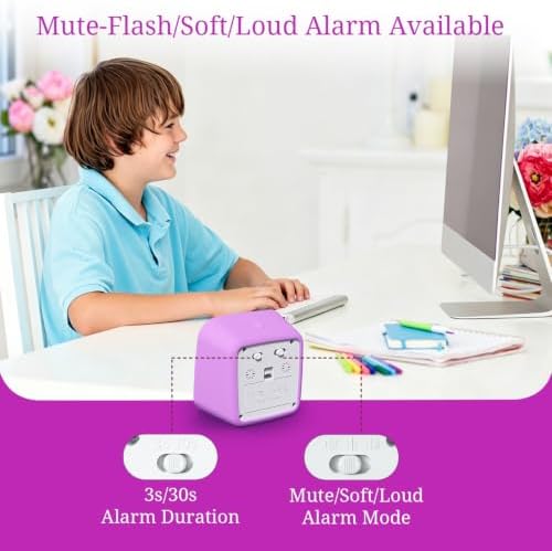 Visual Timer for Kids and Adult, 60-min Countdown Timer,Lightpurple