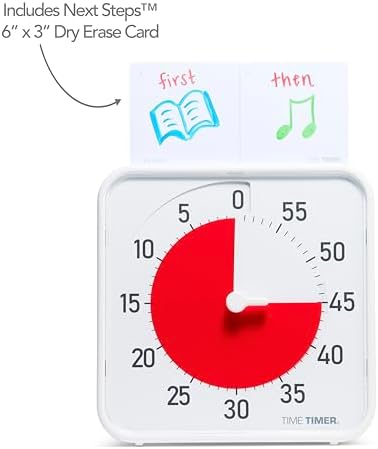 Time Timer Original 8" Visual Countdown Timer – Medium 60-Minute Classroom Visual Timer for Modern classrooms, Students & Adults – Helps with Focus, Sensory Needs, ADHD, Autism – (Red & White)