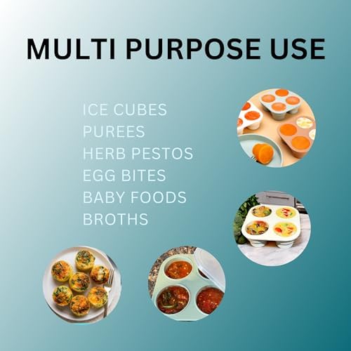 Silicone Freezer Tray with Lid - Stackable 2 oz Large Ice Cube Molds for Homemade Purees, Egg Bites, Broth Food Storage - Dishwasher Safe - MILK WHITE