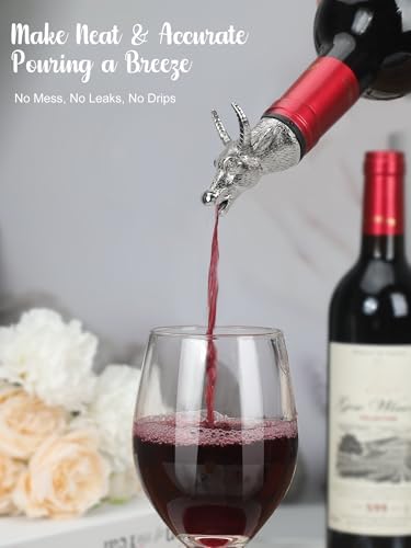 Wine Pourer for Wine Bottles, Stainless Steel Animal Bar Liquor Bottle Pourer Liquor Pour Spout for Liquor Bottles, Speed Pourer Wine Areator Spout Bottle Pourer for Alcohol (Bull)