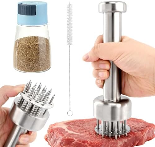 Meat Tenderizer Tool, 304 Stainless Steel Meat Mallet with 21 Ultra-Sharp Tenderizer Needles for Tenderizing Beef, Turkey, Chicken, Steak, Dishwasher Safe