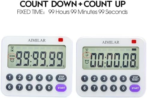 AIMILAR Magnetic Digital Kitchen Timer with Direct Numerical Keypad, Loud Alarm - 99Hr Countdown Count Up Timer for Cooking Baking Classroom, Batteries Included