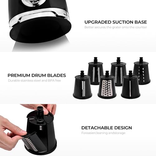 SUSTEAS Rotary Cheese Grater Hand Crank, Kitchen Shredder Vegetable Slicer