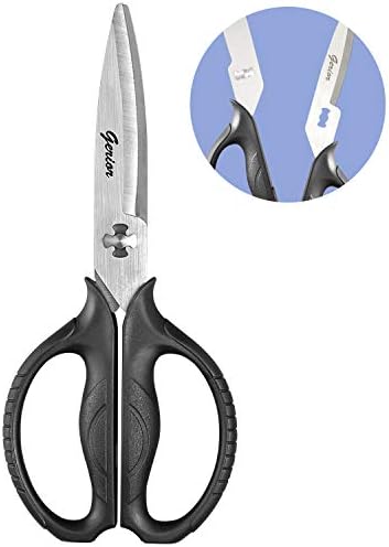 Food Scissors - Stainless Steel Kitchen Shears for Food, Chicken, Meat, Vegetables & Herbs (Black)