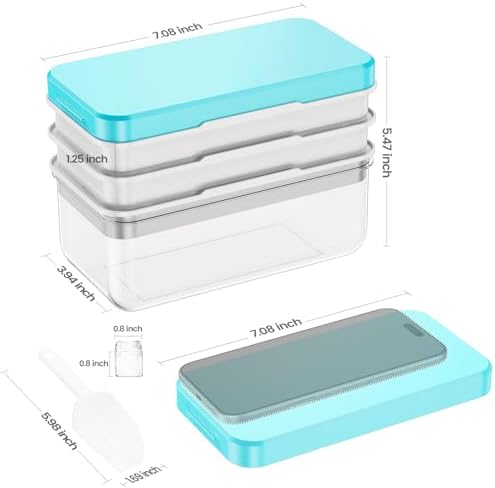 PHINOX Ice Cube Tray with Lid and Bin, Easy Release 84 Cubes for Freezer