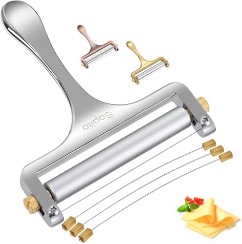 Sopito Stainless Cheese Slicer With 3 Extra Wires & Heavy Duty Steel Wire Egg Slicer for Hard Boiled Eggs