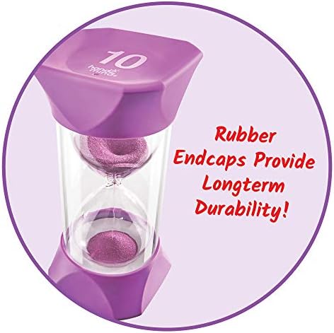 hand2mind Jumbo 1, 2, 5, and 10 Minute Sand Timer Set with Soft Rubber End Caps, Hourglass Timer, Visual Timer for Toddlers, Calm Down Corner, Time Out Timer, Large Classroom Timer (Set of 4)