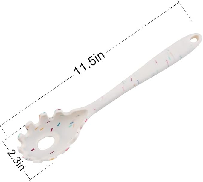 Silicone Pasta Fork (11.5"), High Heat Resistant to 480°F, Hygienic One Piece Design, Spaghetti Strainer & Server Spoon Pasta Forks (White)