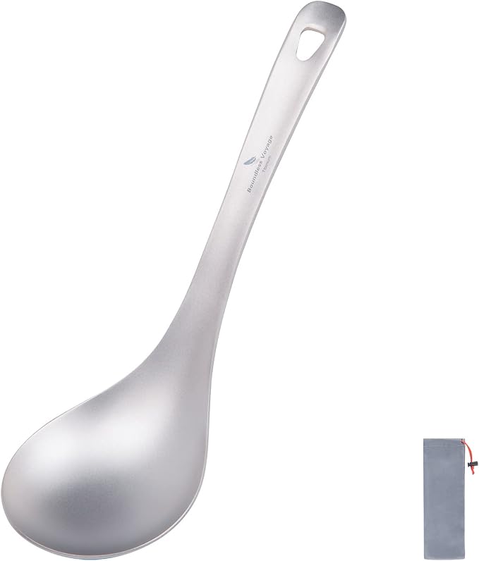 Boundless Voyage Titanium Long Handle Ladle Soup Spoon Thickeness Tableware Porridge Stew Sauce Deep-bowled Ladle Scoop Kitchen Cooking Utensils