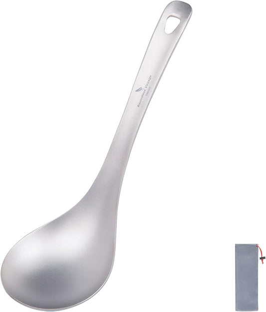 Boundless Voyage Titanium Long Handle Ladle Soup Spoon Thickeness Tableware Porridge Stew Sauce Deep-bowled Ladle Scoop Kitchen Cooking Utensils
