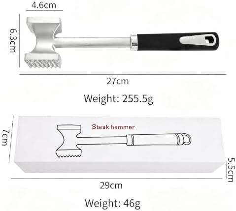 Meat Tenderizer Hammer, Dual Sided Steak Mallet, Solid Aluminum