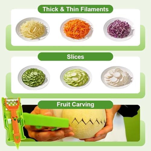 Pelador Multifuncional 2-En-1, Set Patient Peeler, Vegetable Peeler Julienne Cutter, Lemon Squeezer, 3 in 1 Multifunctional Kitchen Tool, for Fruits and Vegetables Potato Spiralizer(2)
