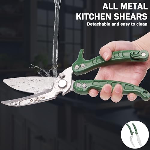Heavy Duty Kitchen Shears,Poultry Shears with Safety Lock,Green