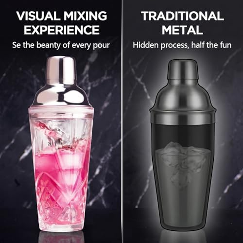 Glass Cocktail Shaker 14.5oz with Strainer