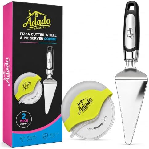 Pizza Cutter Wheel and Pizza Slice Server Combo Set, Stainless Steel with Ergonomic Non-Slip Handle Pizza Spatula, Pie & Cake Server, Dishwasher Safe, Kitchen Tools and Gadgets, Kitchen Essentials
