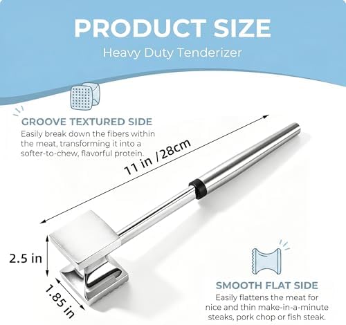 Meat Tenderizer Hammer with Comfortable-Grip Handle, Dual-side Mallet for Kitchen, Heavy Duty Pounder For Tenderizing Steak, Beef and Fish,nuts