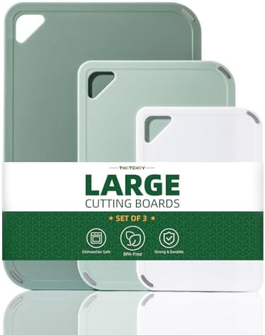 THETCHRY Plastic Cutting Board Set of 3-Cutting Boards for Kitchen BPA Free