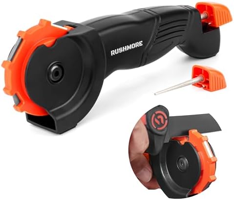 Rushmore 6-in-1 Garden Tool & Knife Sharpener – Carbide & Ceramic Blades for Pruners, Scissors, Axes, Machetes, Hedge Shears & Lawn Mower Blades – Repairs, Hones & Maintains Edges