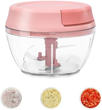 Manual Food Chopper Vegetable Cutter Onions Cutter Garlic Dicer Grinder Veggie Chopper with Container 500ML