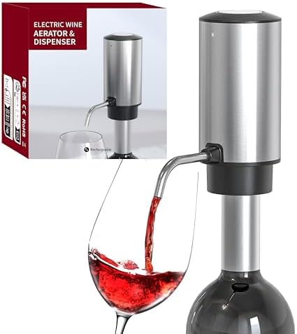 Electric Wine Aerator Pourer One Touch Wine Accessories Rechargeable 2-in-1 Automatic Wine Decanter Stainless Steel Wine Dispenser Gifts for Wine Lovers