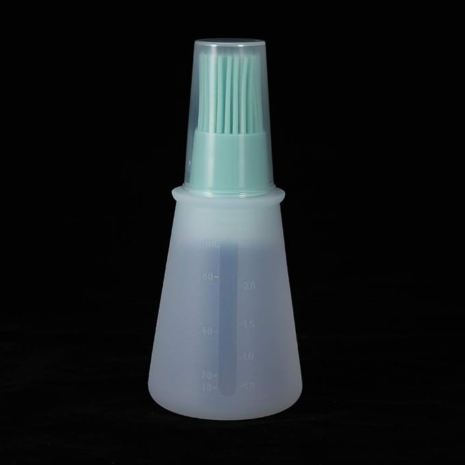 Fdit 2Pcs Silicone Oil Bottle Brush with Lid Set Soft Sauce Bottle with Silicone Basting Brush Cooking Oil Bottle Brushes for Pastries BBQ Meat Honey Marinades (green)