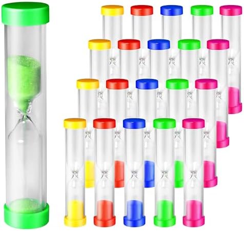 PROLOSO 1 Minute Sand Timer Hourglass Sandglass Clock Countdown Bulk Toy Set Timers for Kids Games Classroom School Prize Party Favors Pack of 20