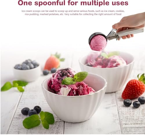 2Pack 3-3/4 OZ Ice Cream Portion Scoop with Trigger Release Food Disher with Ivory Handle #10 Food Portion Control Scoop Ice Cream Scooper Cookie Scooper for Baking