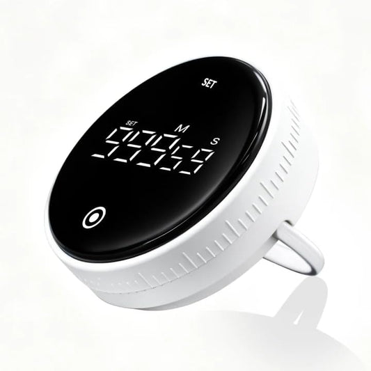 Digital Kitchen Timer, Magnetic Visual Countdown Countup Timer with Large LED Display, Adjustable Volume, Easy for Seniors and Kids, for Cooking, Classroom, Fitness, Study (White)