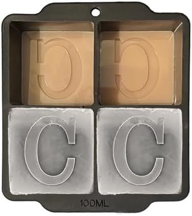 Monogrammed Ice Cubes Mold with Lid, 2 inch Whiskey Ice Cube Tray, Personalized Initials Silicone Cocktail Ice Cube Mold, Wedding Monogram, Thank You Gift, Gifts for Dad (Letter C)