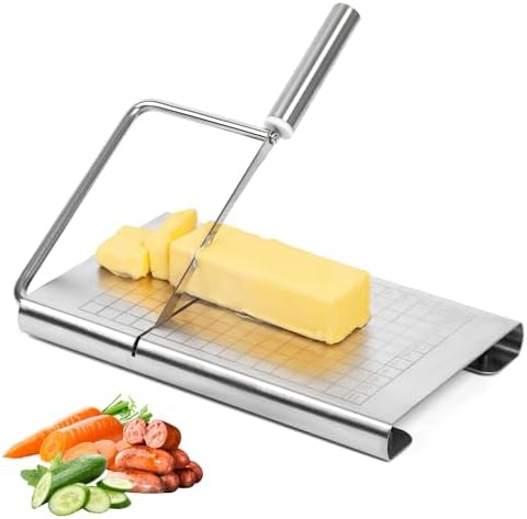 Stainless Steel Cheese Slicer - Multipurpose Cheese Cutter for Block Cheese, Butter, Fruits & Vegetables - Easy to Clean, Dishwasher Safe