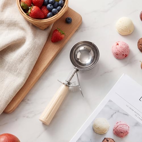 Reallnaive 4 Pcs Ice Cream Scooper with Trigger, 8 oz, Ivory