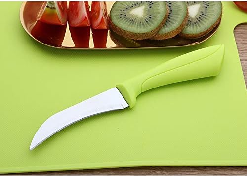 5 Piece Kitchen Knife Set Sharp Stainless Steel Blade, Utility Knife Peeler Paring Vegetable Potato Corer and Peeling with Cutting Board Green & Pink (Green)