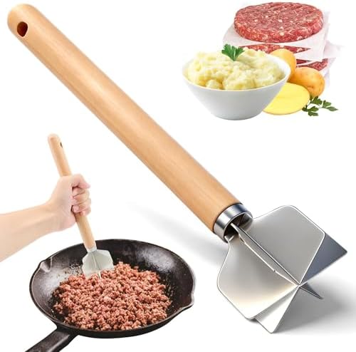 Stainless Steel Potato Masher with Wood Handle