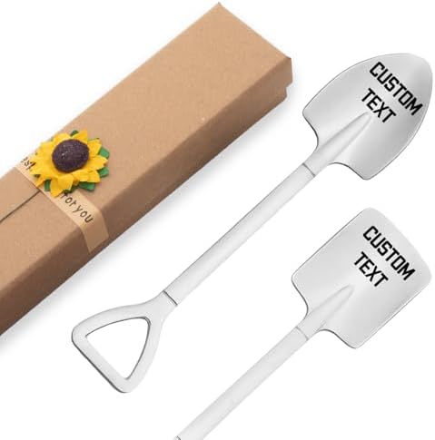 2 Pack Personalized Spoons, 6-Inch Engraved Ice Cream Spoon, Custom Stainless Steel Coffee, Dessert, and Fruit Shovel Spoons with Name, Ideal for Anniversaries, Weddings, and Gifts (Silver)