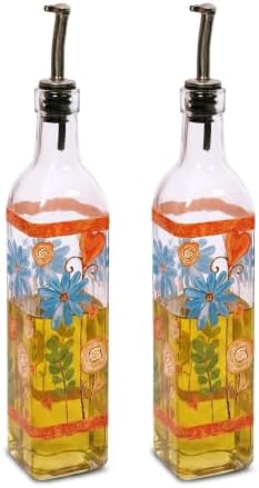 17oz Glass Olive Oil Dispenser Bottles Set of 2, Oil & Vinegar Set