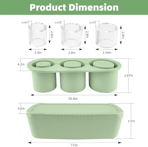 Fu Store Ice Cube Tray for Tumbler Cup 30-40 oz Tumbler 3pcs Silicone Ice Cube Molds With Lid and Bin for Chilling Cocktails Whiskey Drinks Juice Coffee Easy Fill and Release Ice Maker