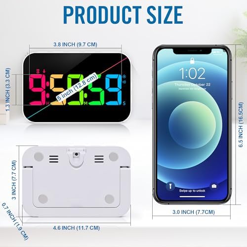 Kitchen Digital RGB Timer, Count Down Up, Rechargeable, Vibration Mode Adjustable Volume and Brightness LED Display, Time Management Cook, Desk, Kids Adults Study Teaching, Kitchen Gadgets