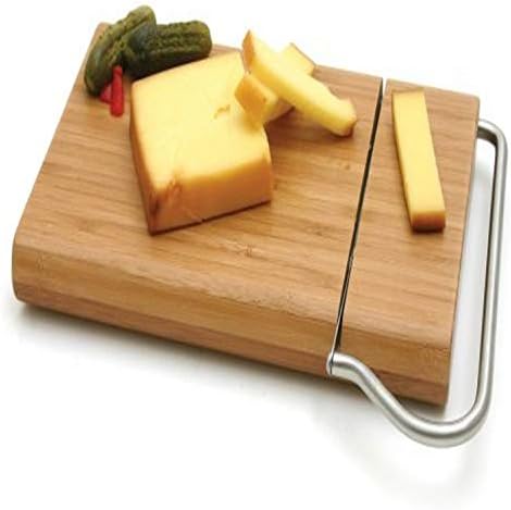 Swissmar Bamboo Cheese Board with Stainless Steel Wire Slicer – Non-Slip Feet, Easy-Clean Surface – Cut & Serve Cheese in Style – Eco-Friendly Bamboo, Gift Boxed – Perfect for Entertaining or Gifting