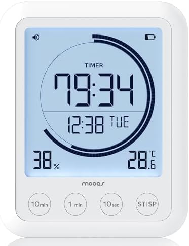 mooas Timer Ring Visual Multi Clock Timer, Bathroom, Shower, Waterproof