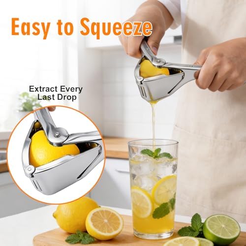 Lemon Squeezer, Stainless Steel Lemon Juicer with Seed Strainer