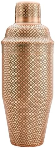 Barfly 3-Piece Diamond Lattice Etch Japanese Cocktail Shaker Set (24 Oz/700ml), Antique Copper